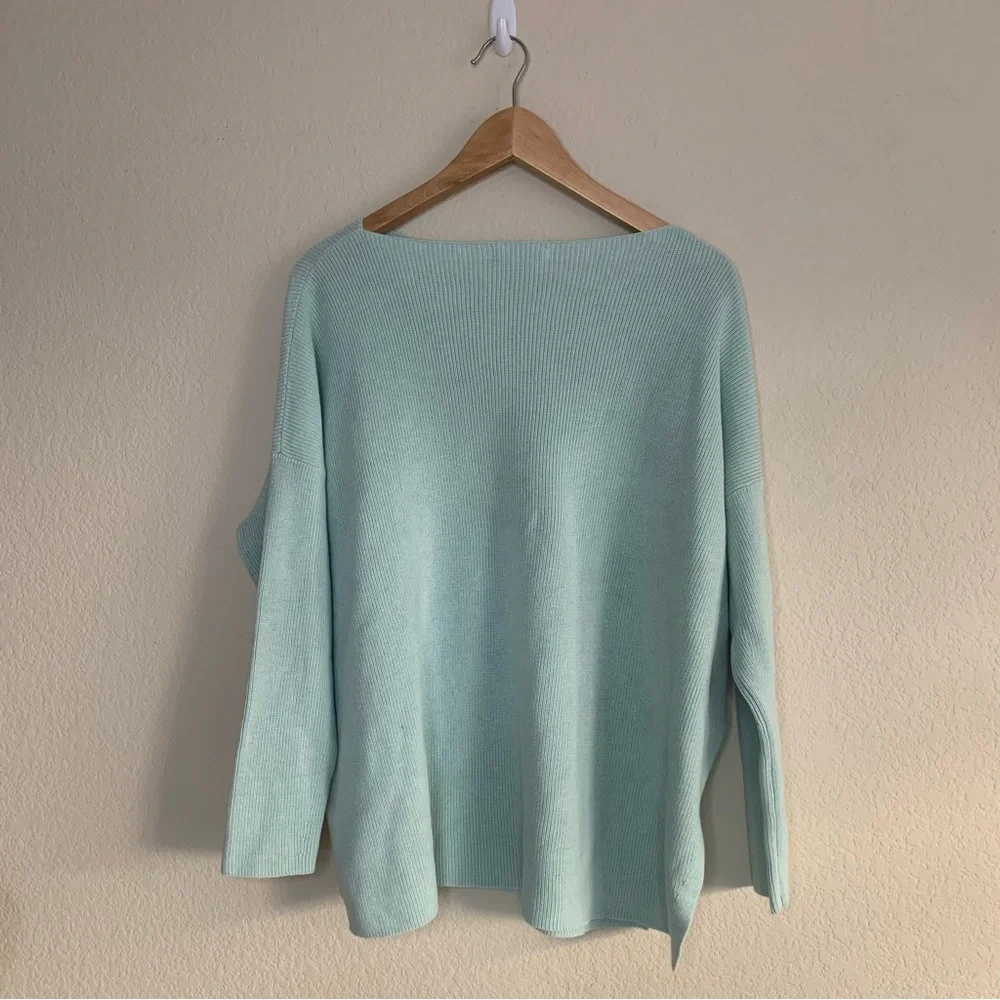 Uniqlo Ribbed Knit Long Sleeve Sweater NWOT Women's Size Large Cotton Cashmere